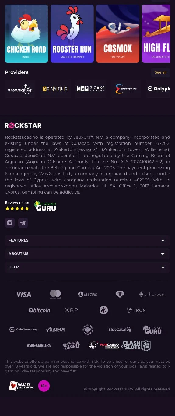 les bonus sur RockStar Casino